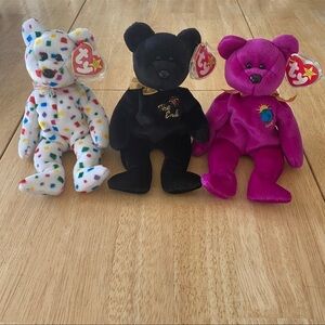 3 Retired TY Beanie Baby Bears